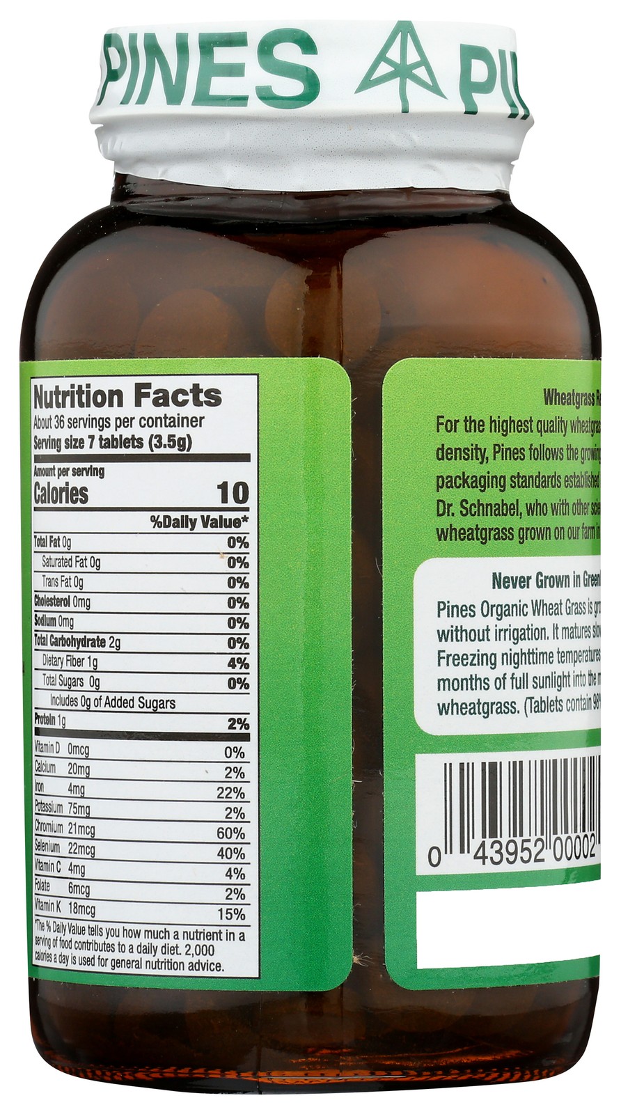 Organic Wheat Grass 500Mg Tablets By Pines 250 Count 1 Pack