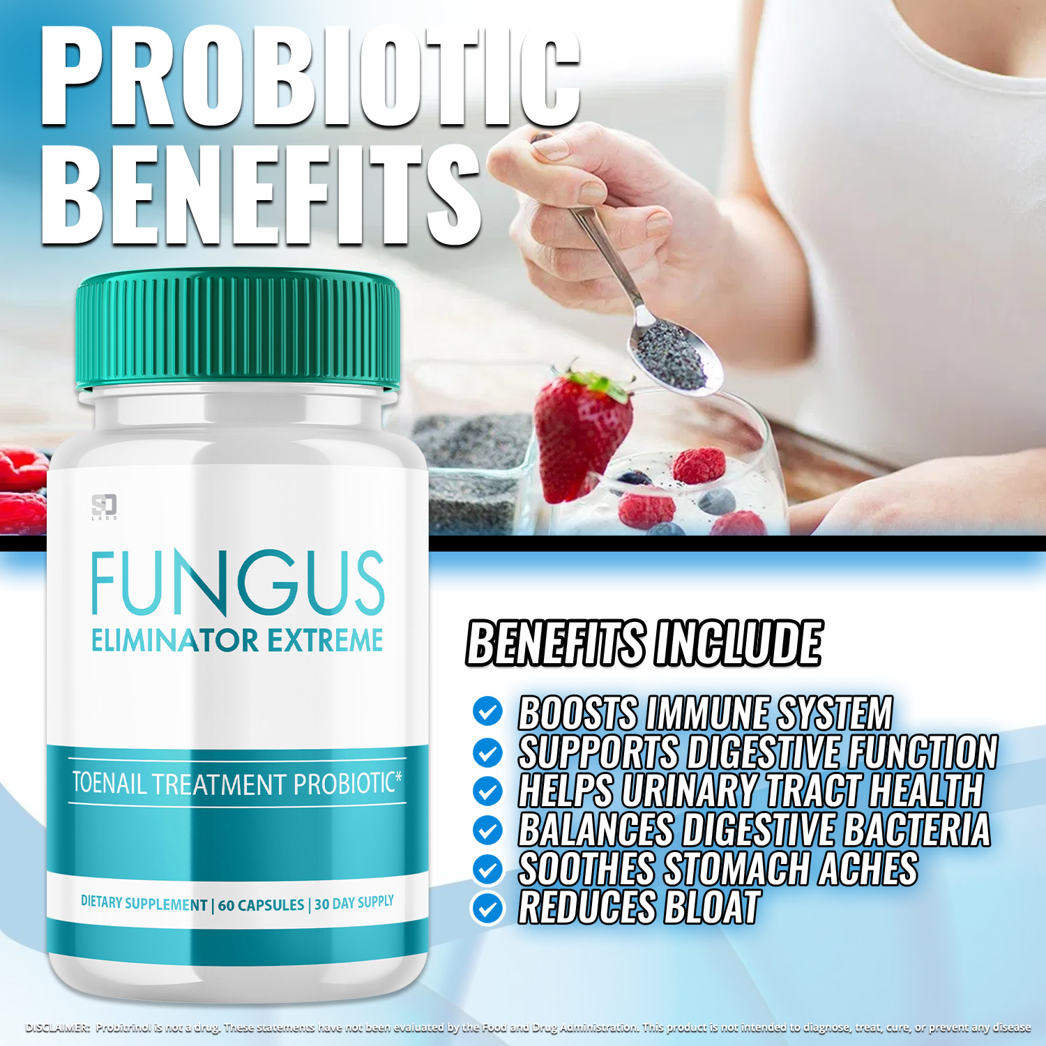 Fungus Eliminator Extreme Probiotic Supplement For Skin & Nail Health 60 Pills