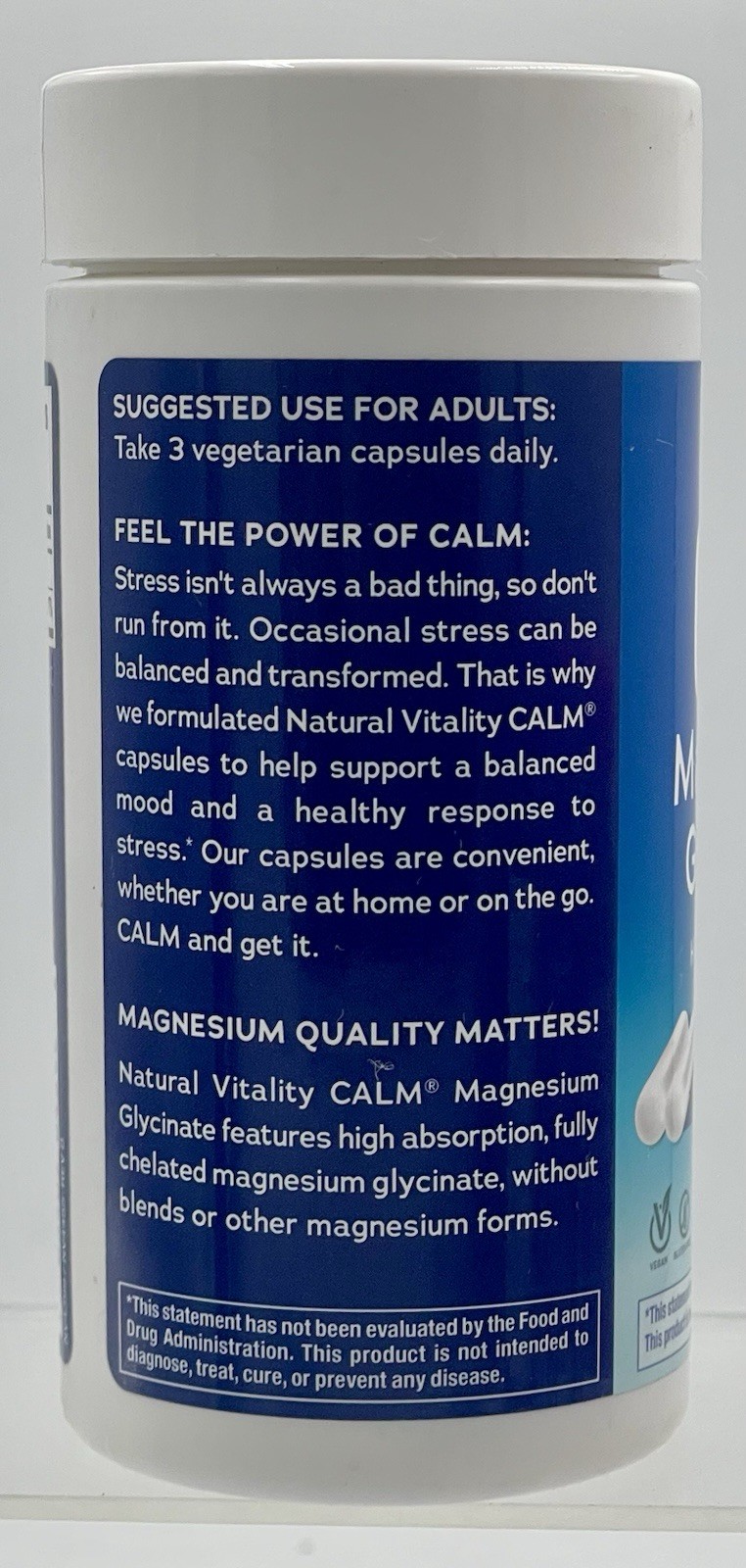 Natural Vitality CALM Magnesium Glycinate 300mg 120 Capsules EXP 01/27