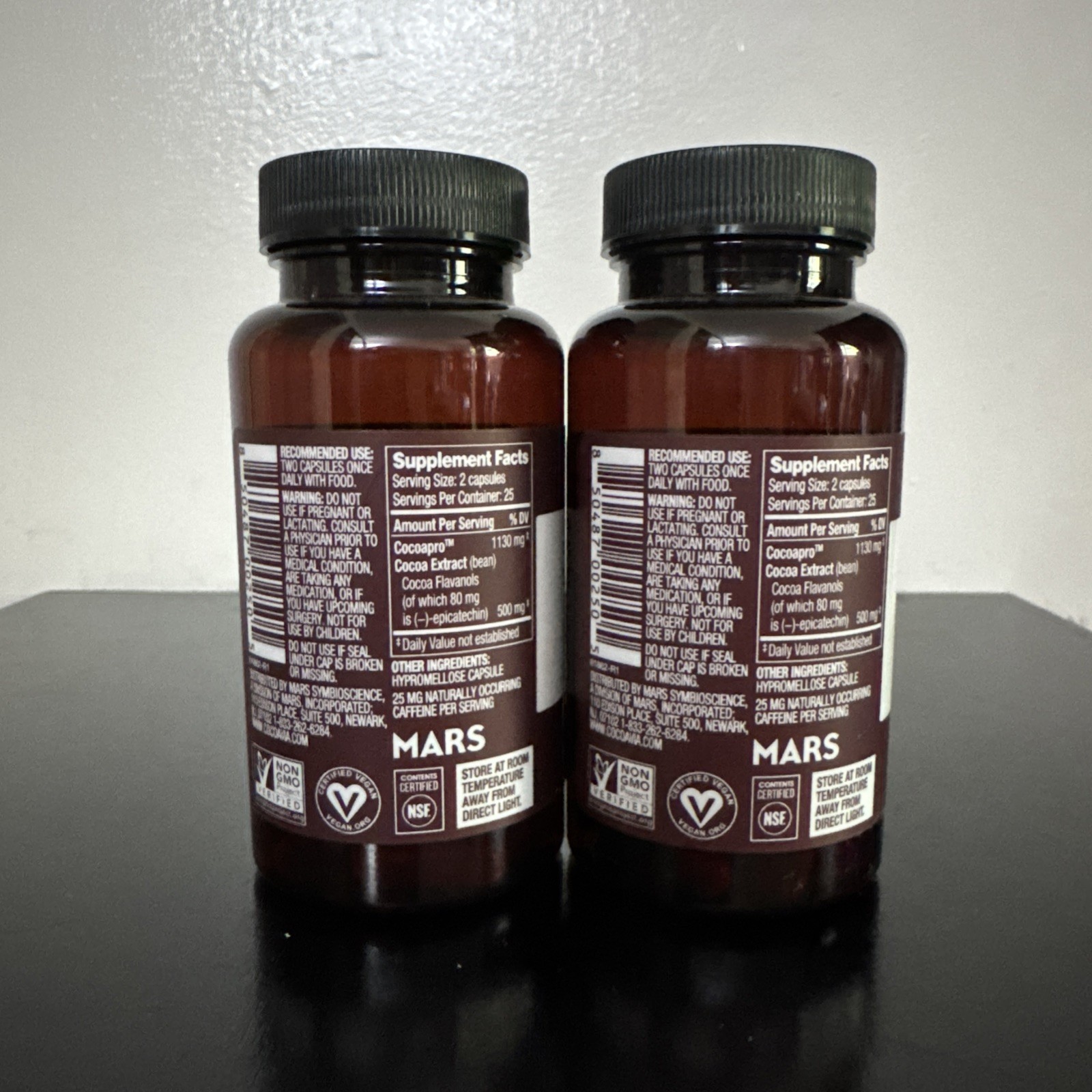 CocoaVia Flavanols 500mg Cocoa Flavor Dietary Supplement 100 Capsules