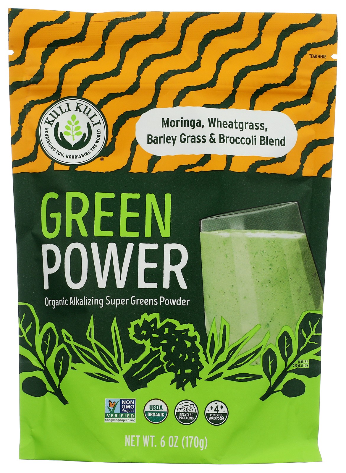 Green Power Kuli Organic Super Greens Powder 6Oz 1 Pack