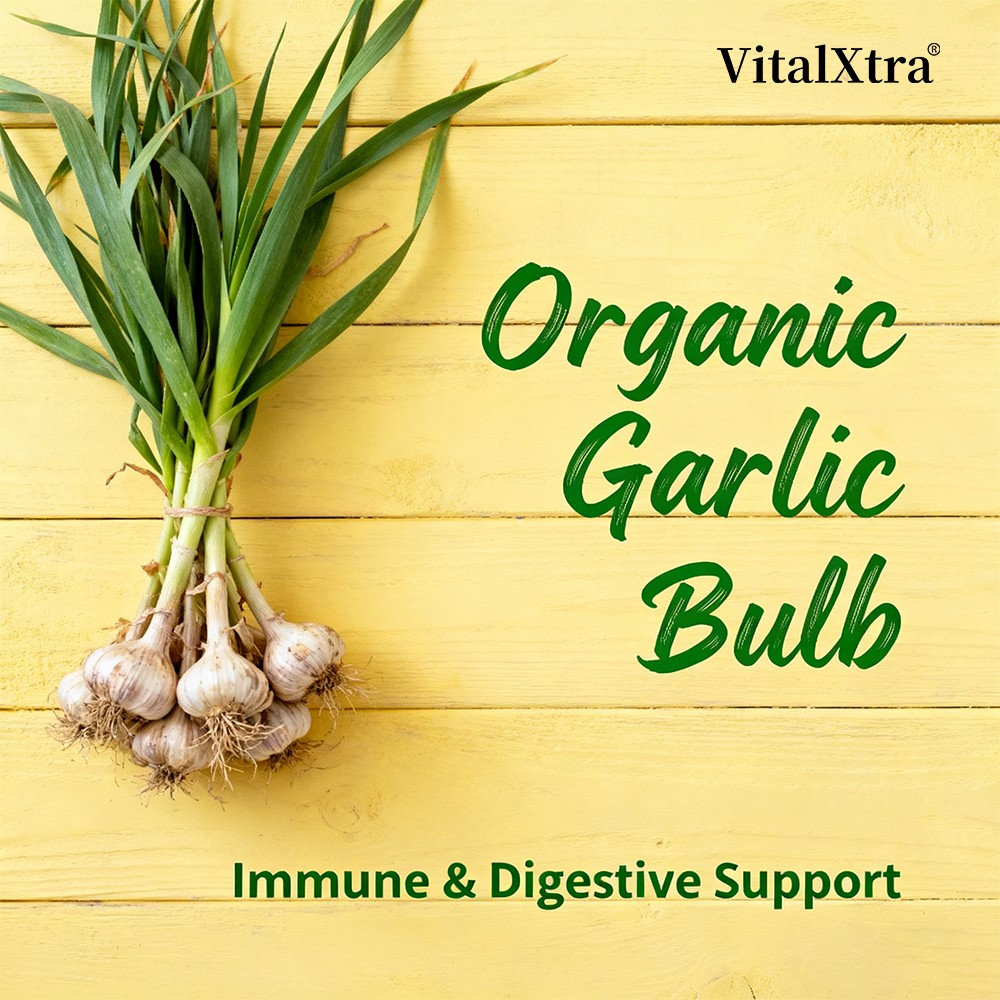 Organic Garlic Bulb Supplement 600mg 30/60/120Caps for Immune & Digestive Health