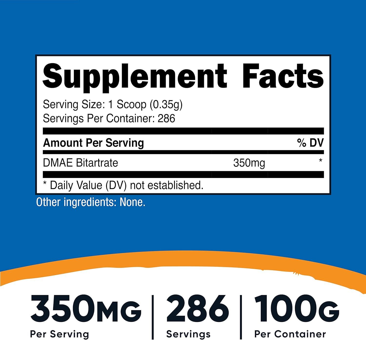 Nutricost Pure DMAE-Bitartrate Powder 100 Grams