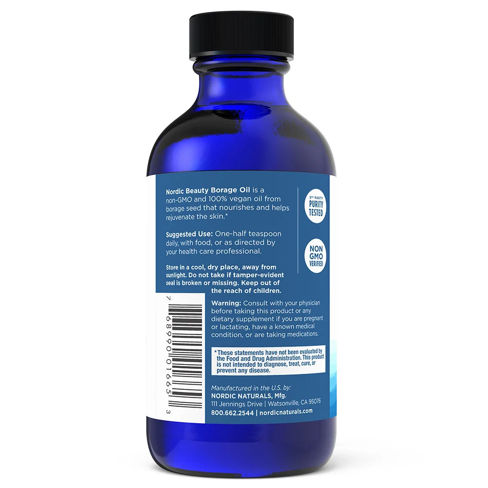 Nordic Naturals Nordic Beauty Borage Oil – Unflavored, 100% Vegetarian GLA, 4 oz