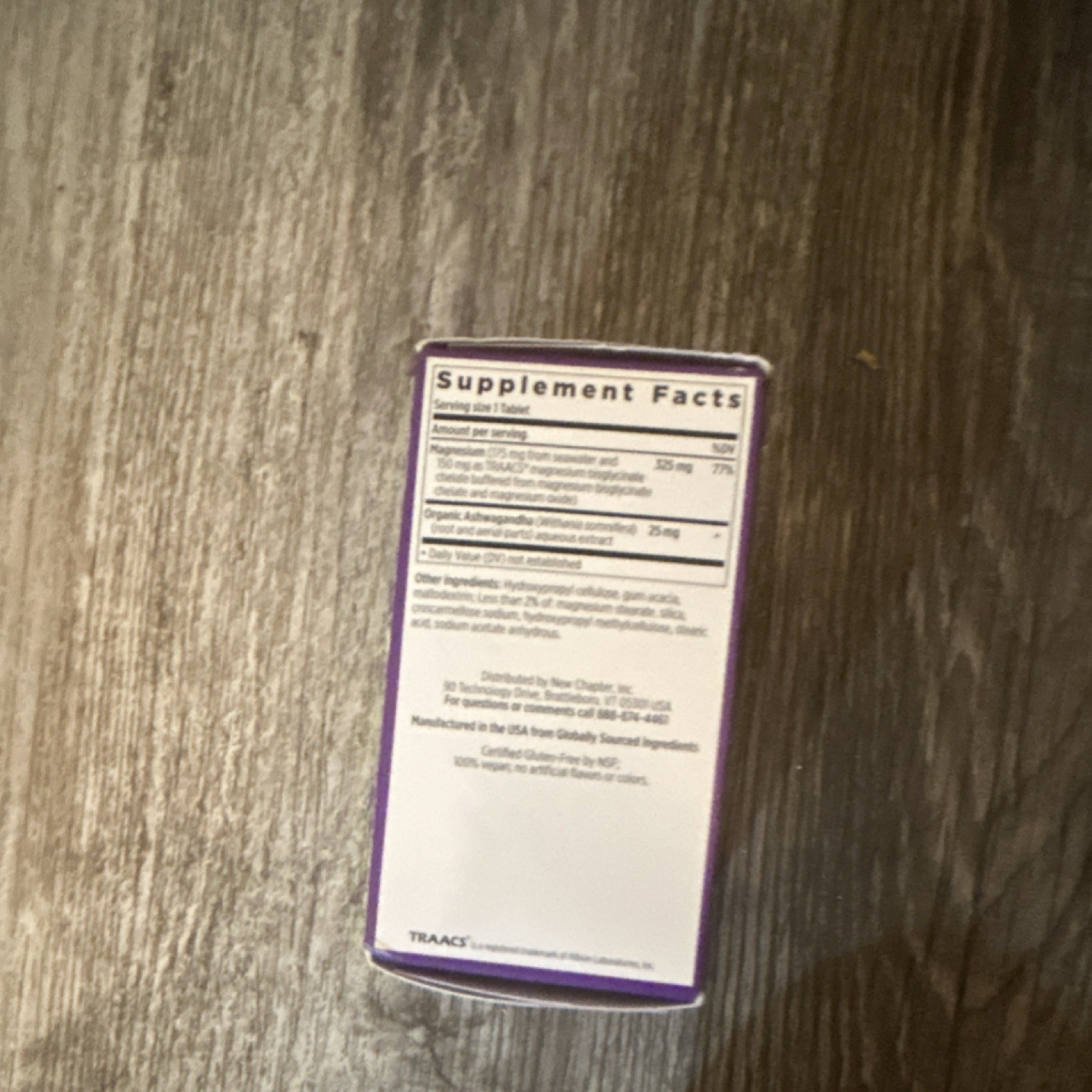 New Chapter Magnesium Ashwagandha Tablets NSF Certified Non-GMO Vegan 30