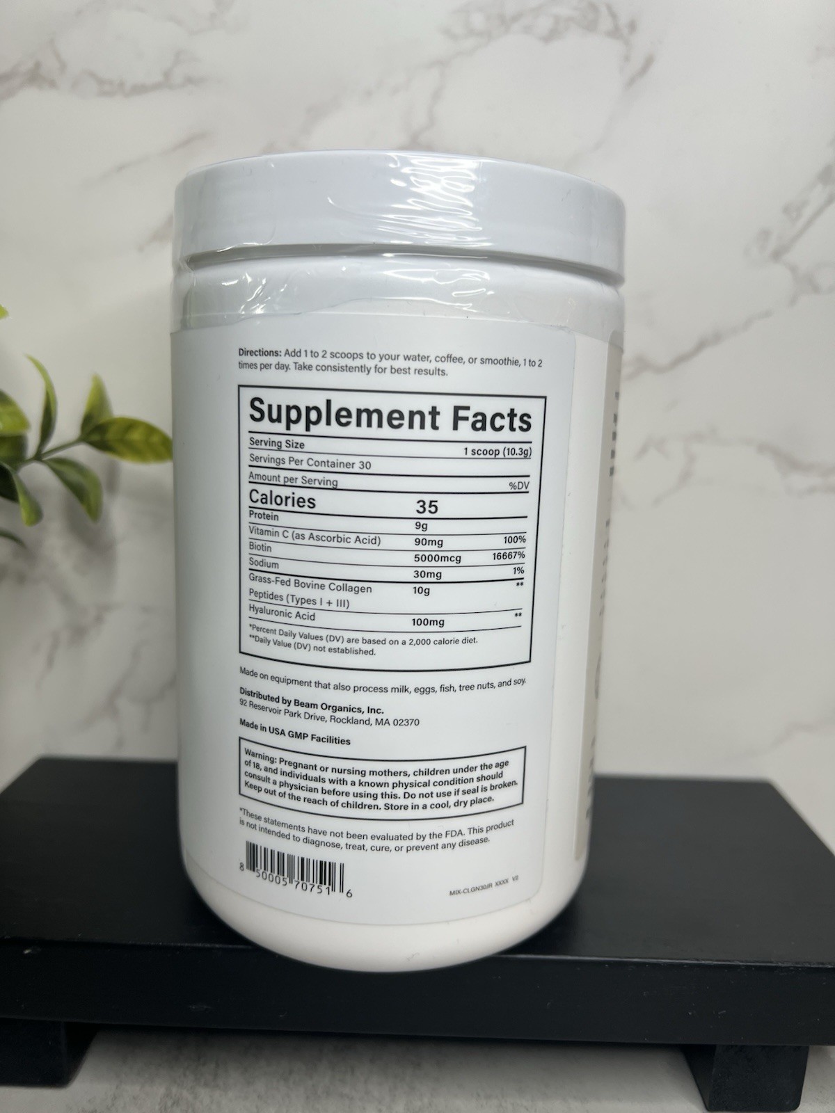 beam Collagen Unflavored Powder + HA Vitamin C Biotin 10.89 oz 02/28