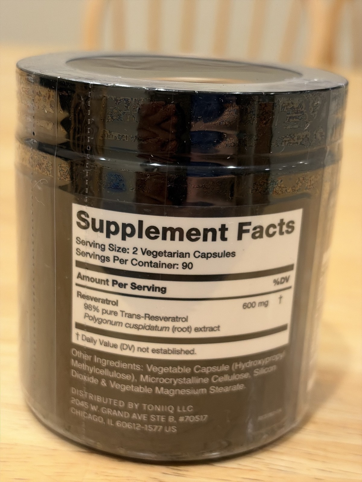 Toniiq Resveratrol Ultra High Purity 600mg 180 Caps