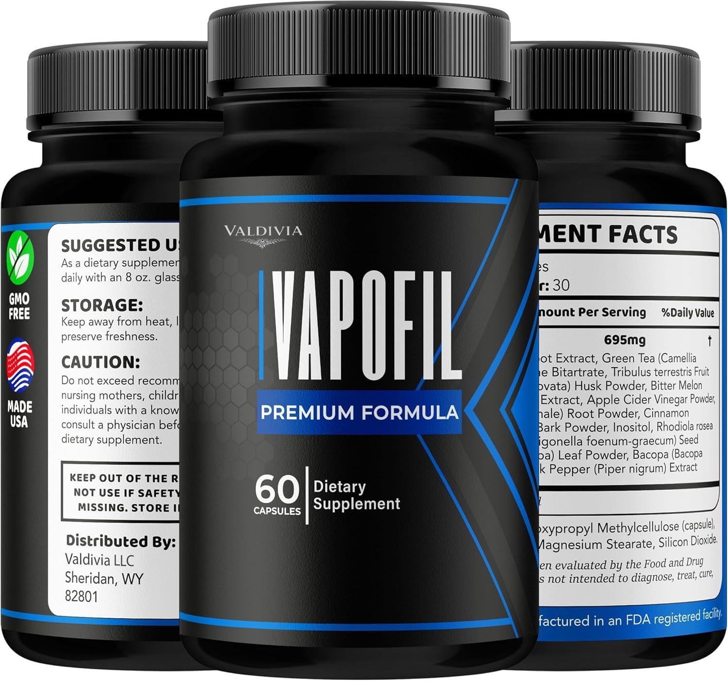 Valdivia VapoVita 120 Capsules 2 Pack Men’s Health Supplement Made in USA Male