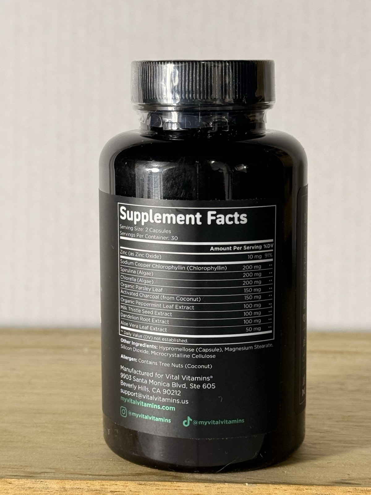 Vital Vitamins Chlorophyll Complex Detox Support Spirulina Chlorella Zinc 60