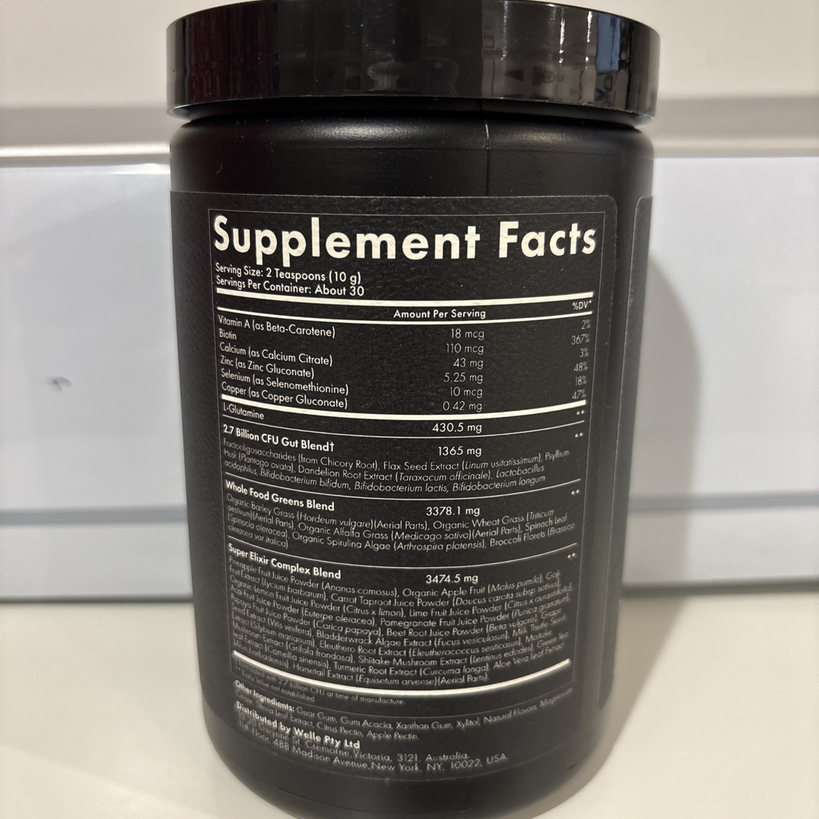 WelleCo The Super Elixir Daily Greens 10.5oz Powder Pineapple Lime NEW Exp 2/27