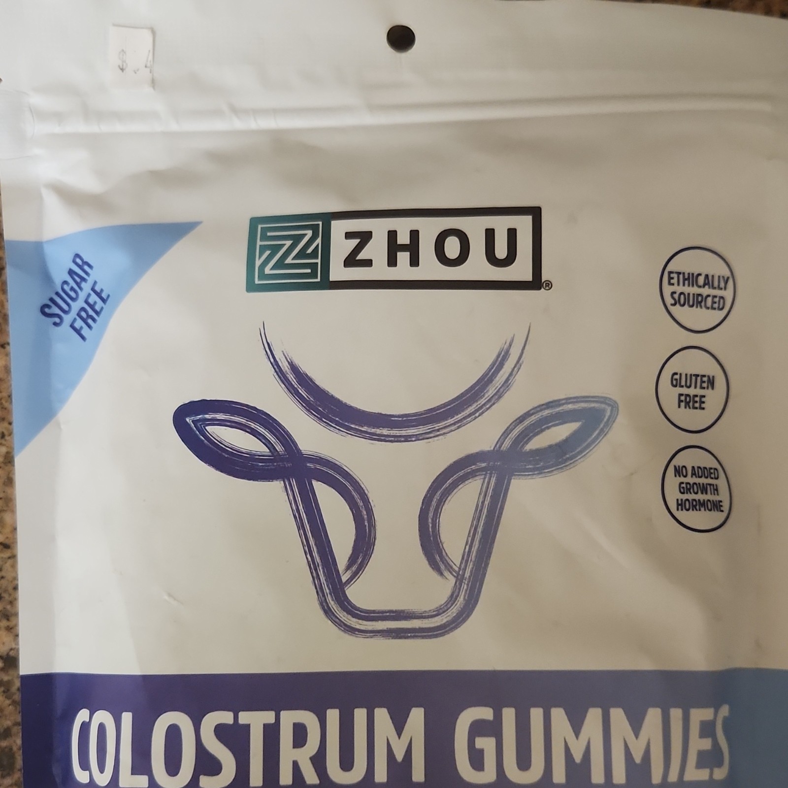 Zhou Colostrum Gummies Sugar Free Gluten Free Ethically Sourced Peach Flavor