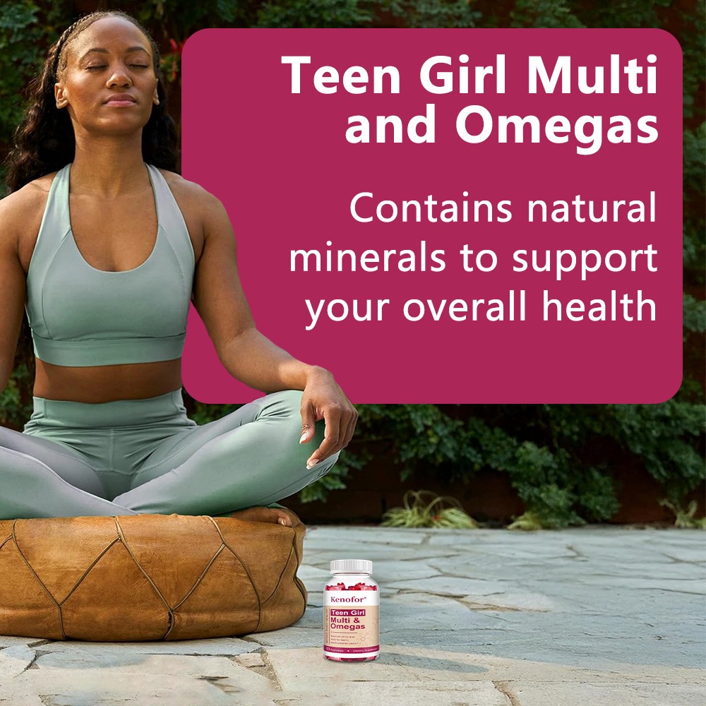Teen Girl Multivitamin Gummies Omega 3 Fish Oil Support Hair Skin Nails 60 CT US