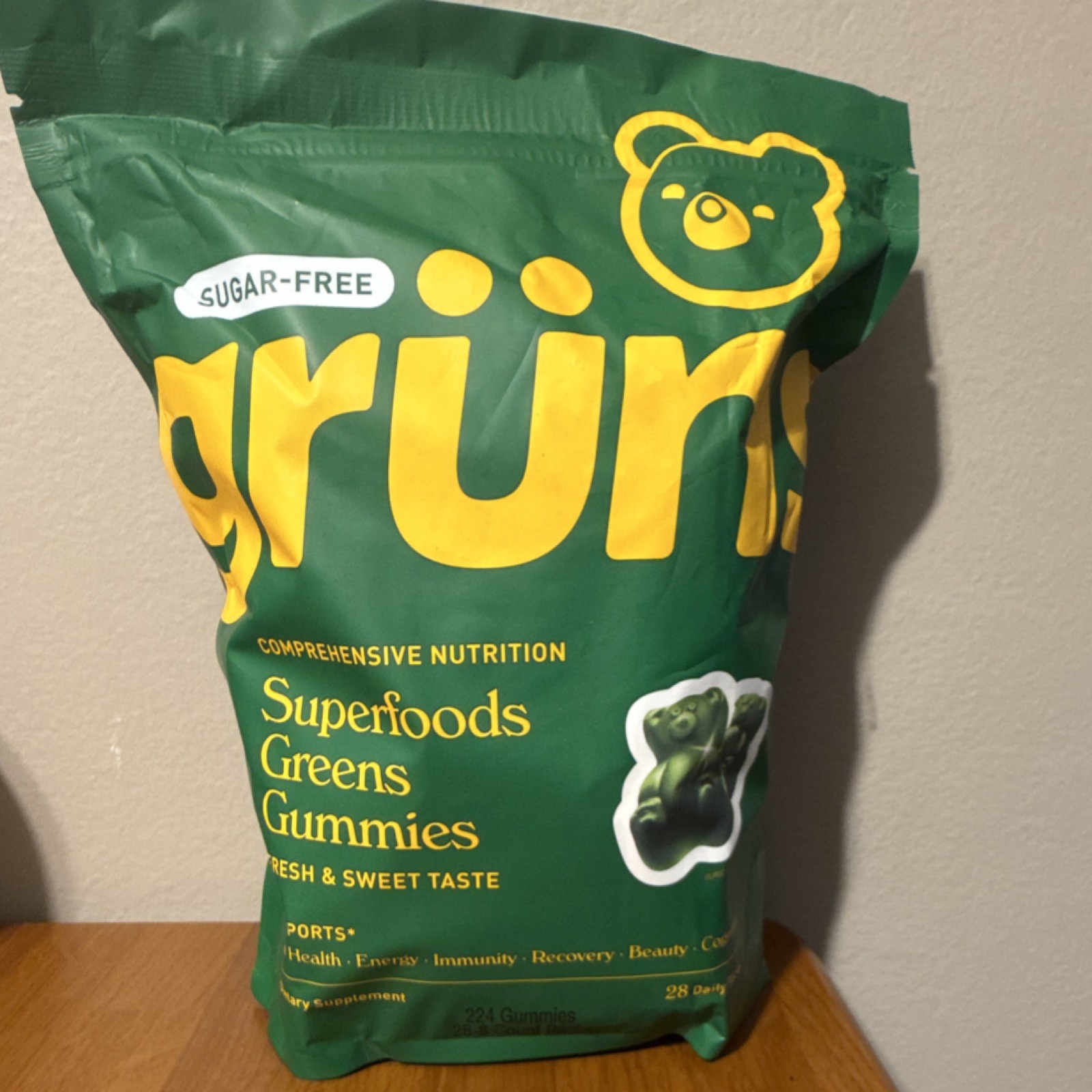 grüns Superfoods Greens Gummies Sugar-Free Vegan Gluten-Free 224 Gummies
