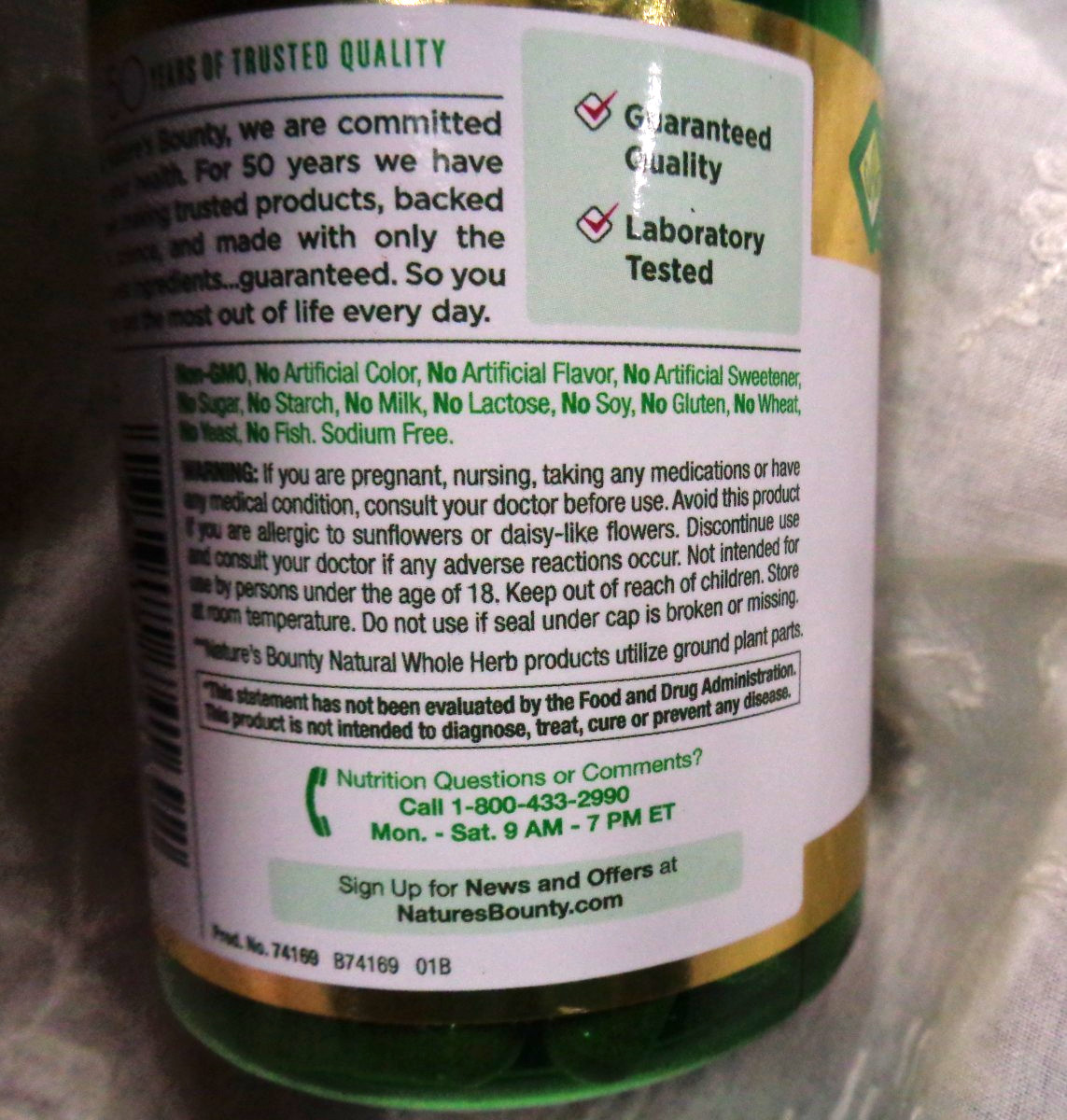 Lot/3 NATURE’S BOUNTY Echinacea Complex Whole Herb 450mg 100 Capsules EXP 8/26