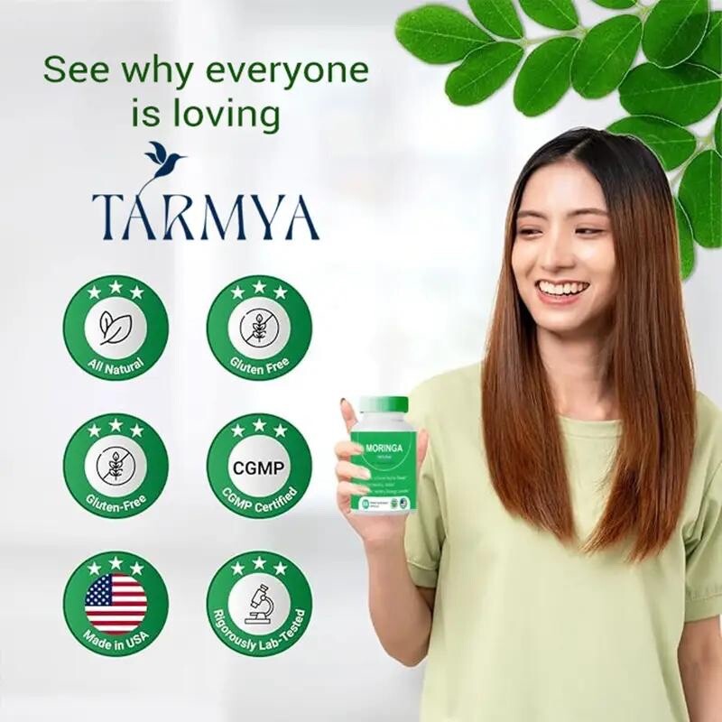 (2 Pack) Tarmya’s Pure Moringa Powder Capsules – Natural Green Antioxidant