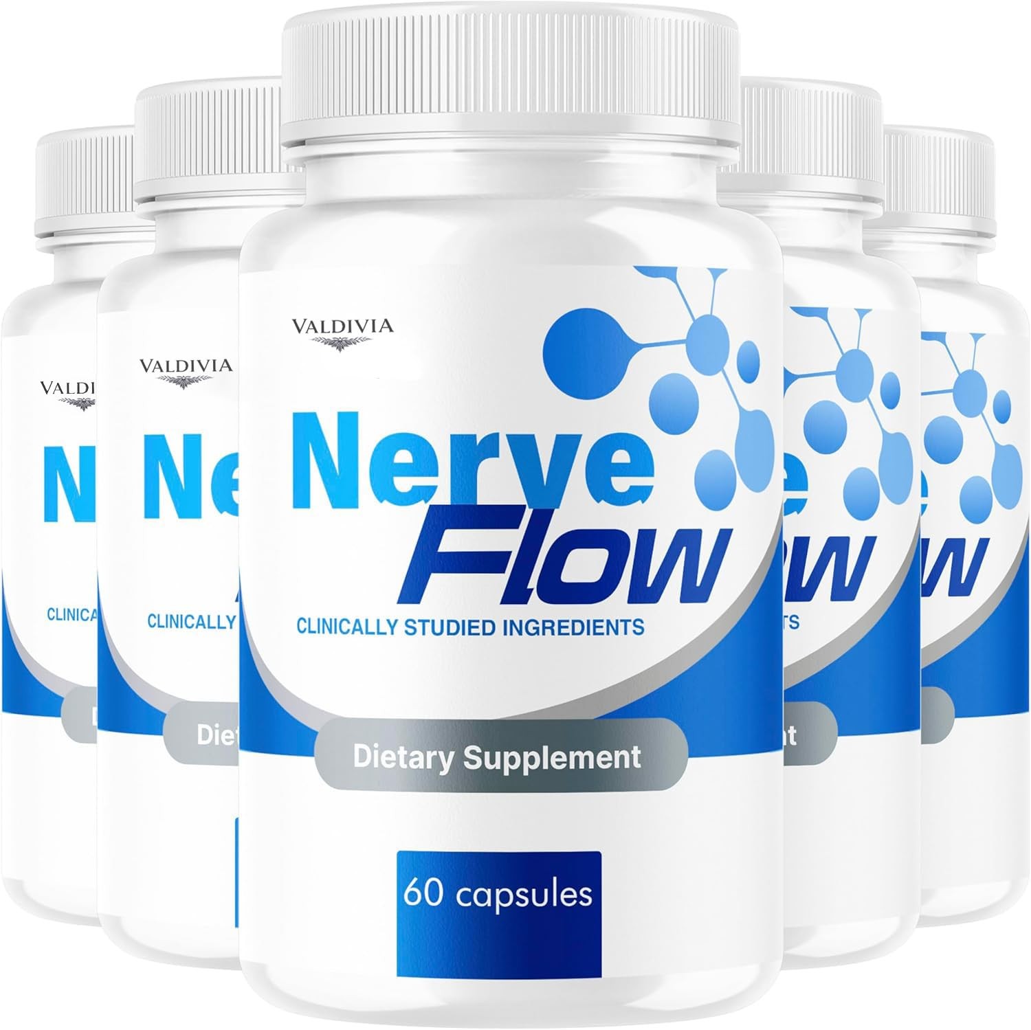 Valdivia NerveFlow 300 Capsules 5 Pack Nerve Support Supplement Made in USA