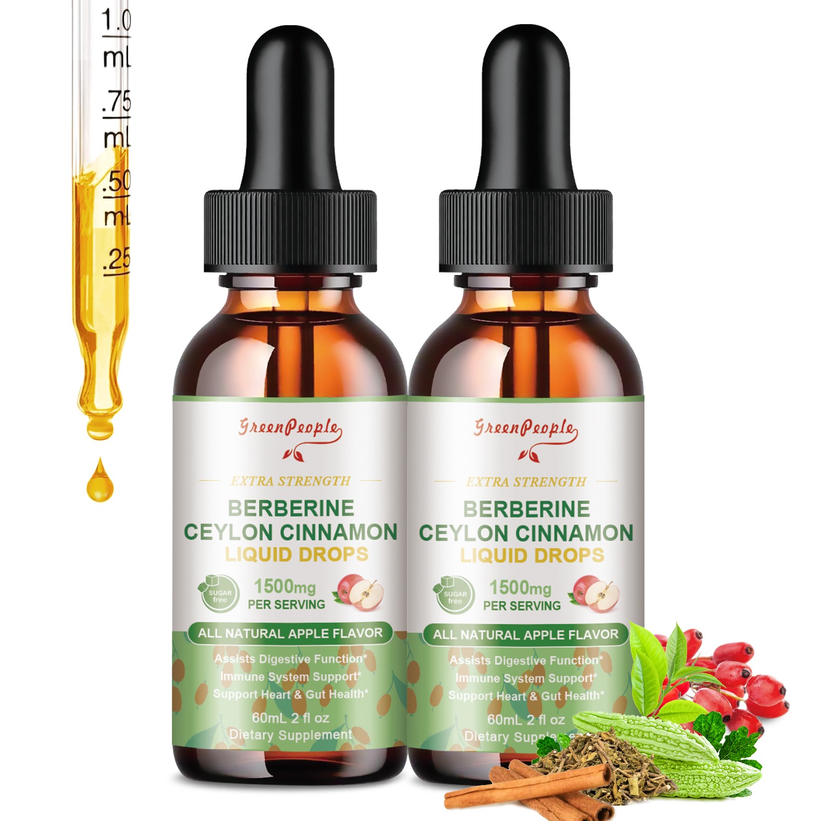 120ML Berberine Liquid Drops 10000mg Ceylon Cinnamon Heart Health & Immune