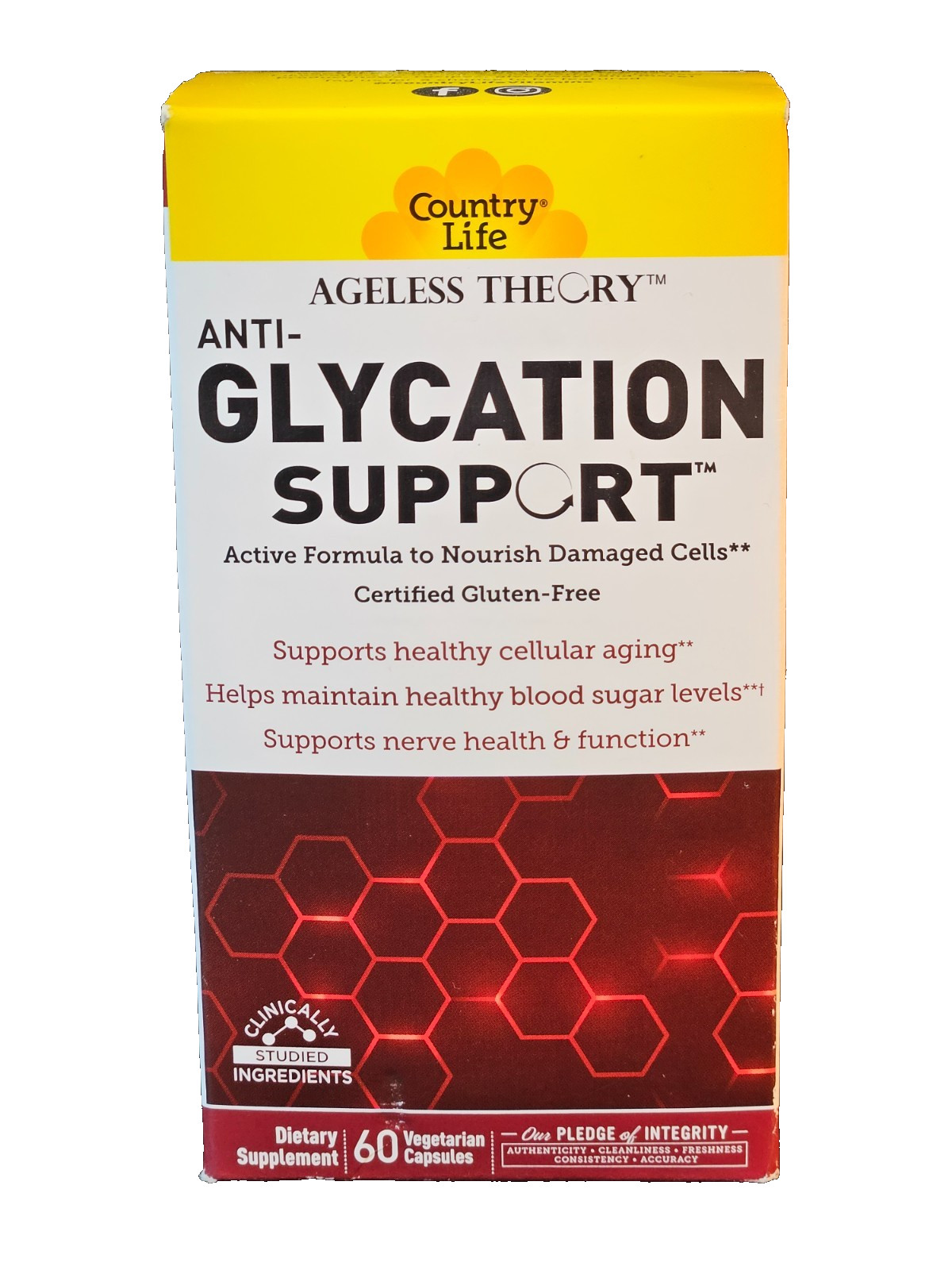 Country Life Ageless Theory Anti-Glycation Support – 60 Caps, Exp 9/26