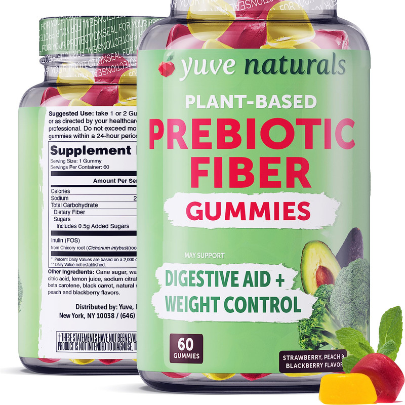 Yuve Prebiotic Fiber Gummies – Delicious – 3G Soluble Fiber Supplement –