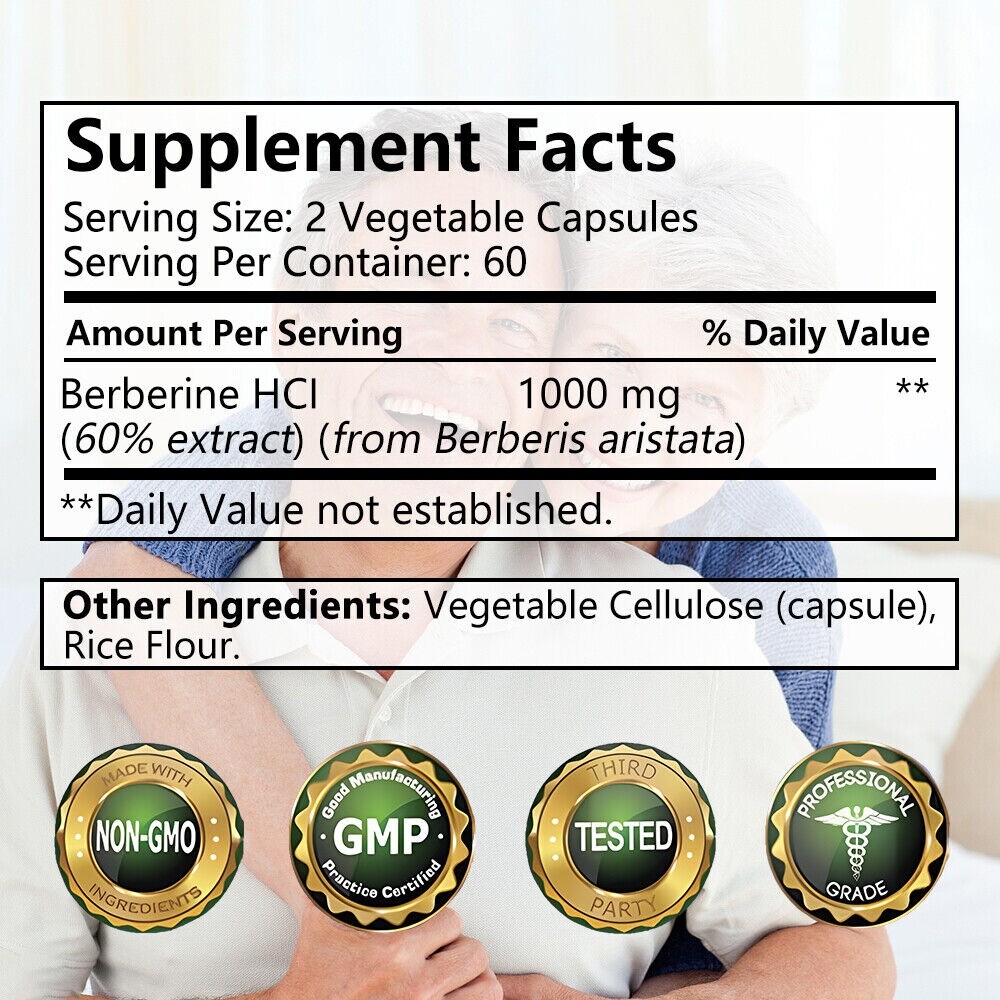 Berberine 1000mg 30 To 120 Capsules Heart Health & Immune Healthy Cholesterol