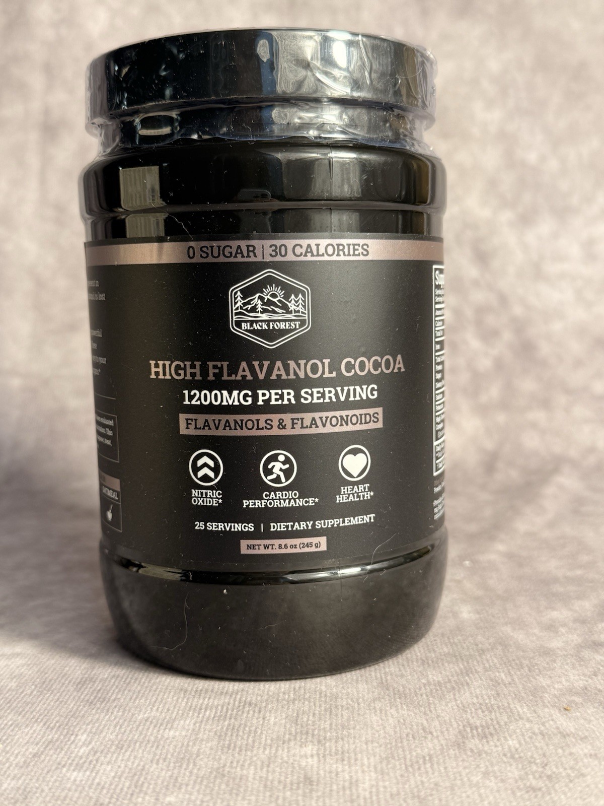Black Forest High Flavanol Cocoa Heart Health 1200mg Vegan Non-GMO 25 Serv 8.6oz