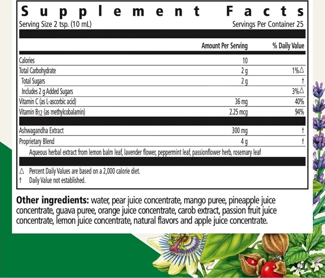 Salus Floradix Ashwagandha Vitamin C B12 Liquid Vegan Gluten Free 8.5 fl oz