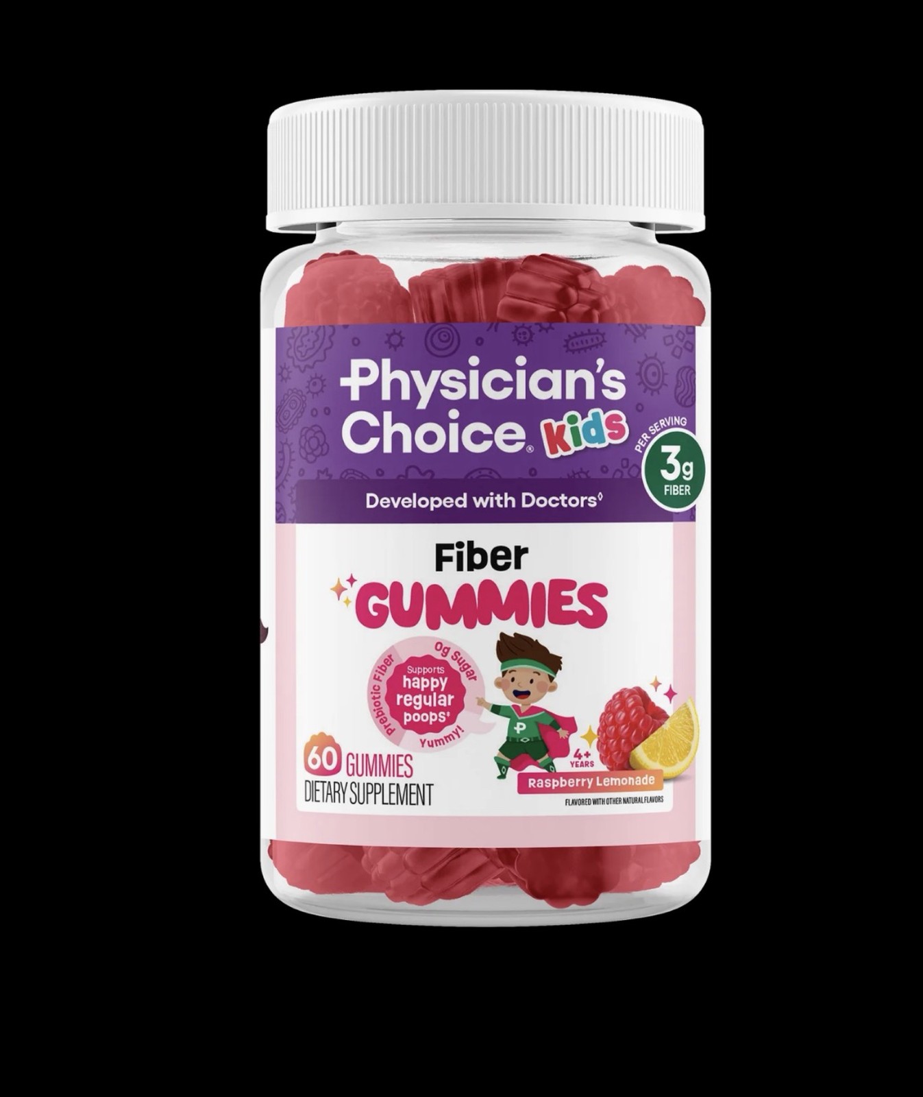 Physician’s Choice Kids Fiber Gummies Raspberry Lemonade 60ct