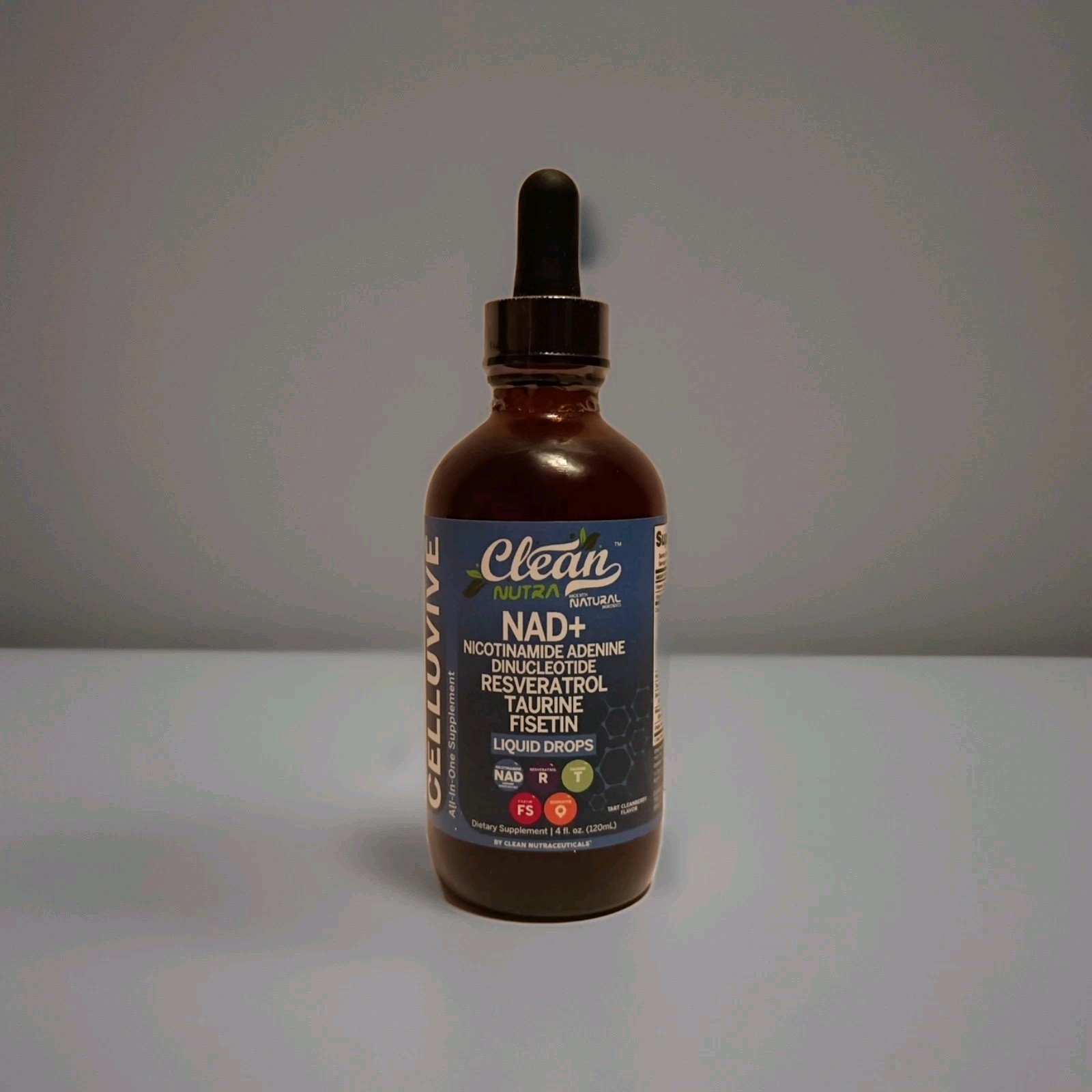 Clean Nutra NAD+ Resveratrol Taurine Fisetin Anti-Aging Liquid Drops 4oz