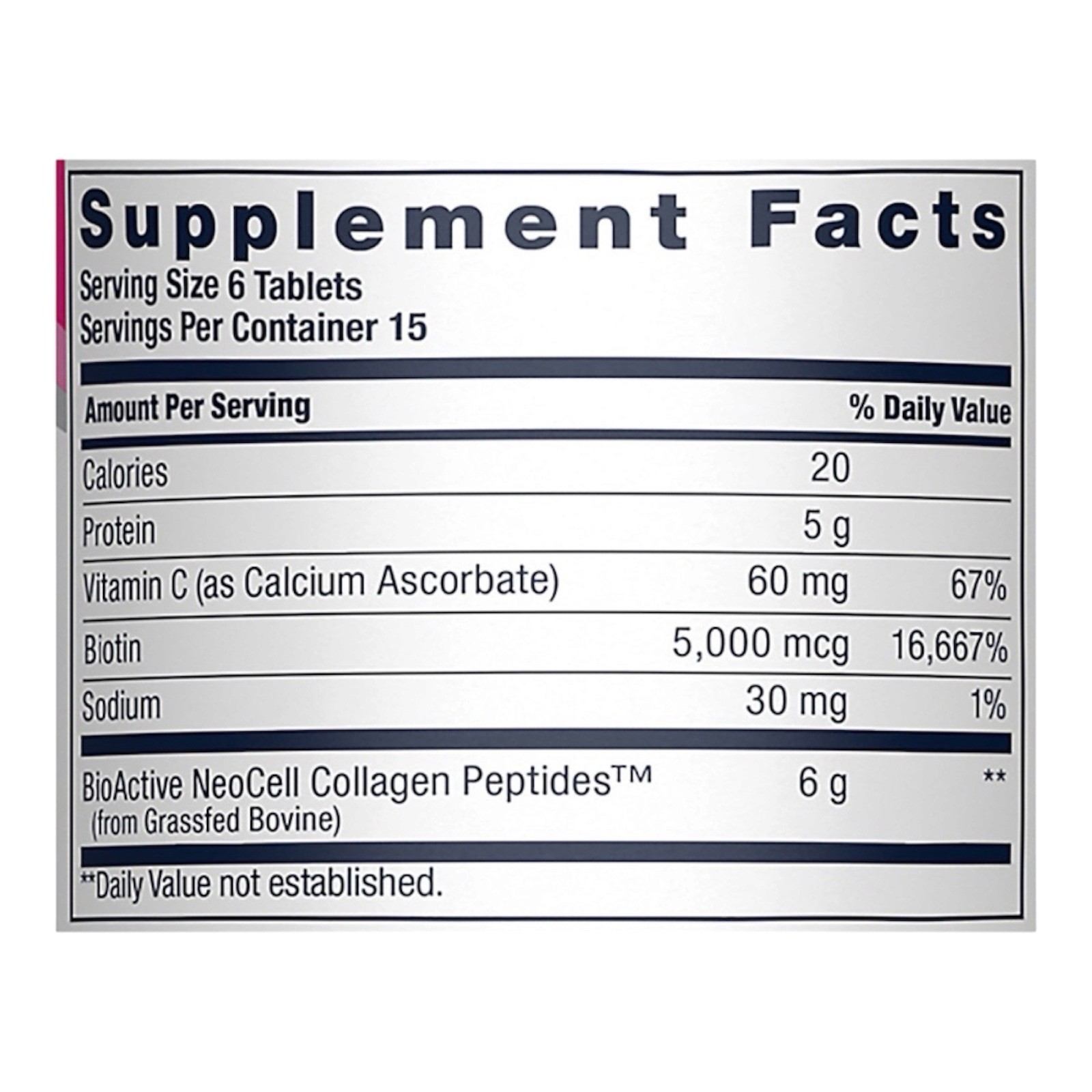 NeoCell COLLAGEN PEPTIDES 6000mg Vitamin C & Biotin 90 Tablets – NEW!!!