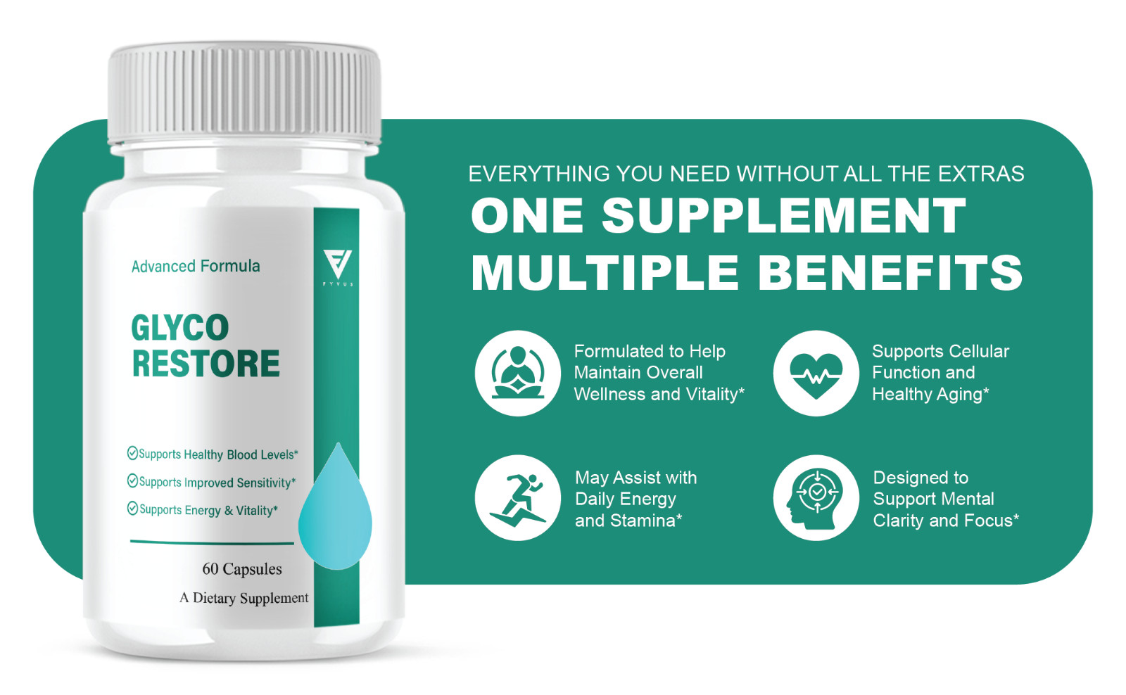 Glyco Restore Blood Support Supplement, GlycoRestore Pills (60 Capsules)