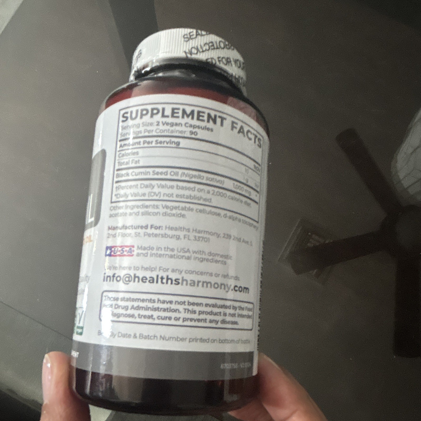 Healths Harmony Black Seed Oil 1000mg Cold Pressed Vegan 180 Caps 05/2028