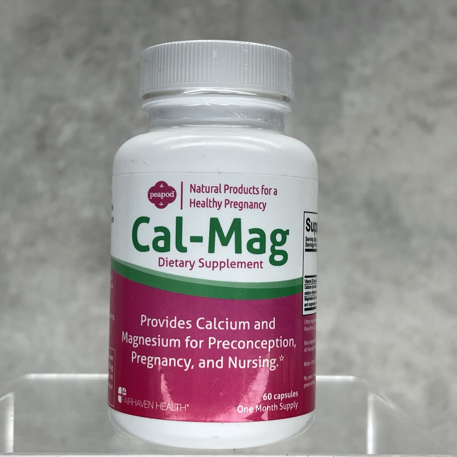 Fairhaven Health Peapod Cal-Mag Pregnancy Supplement 60 Capsules Exp 03/27