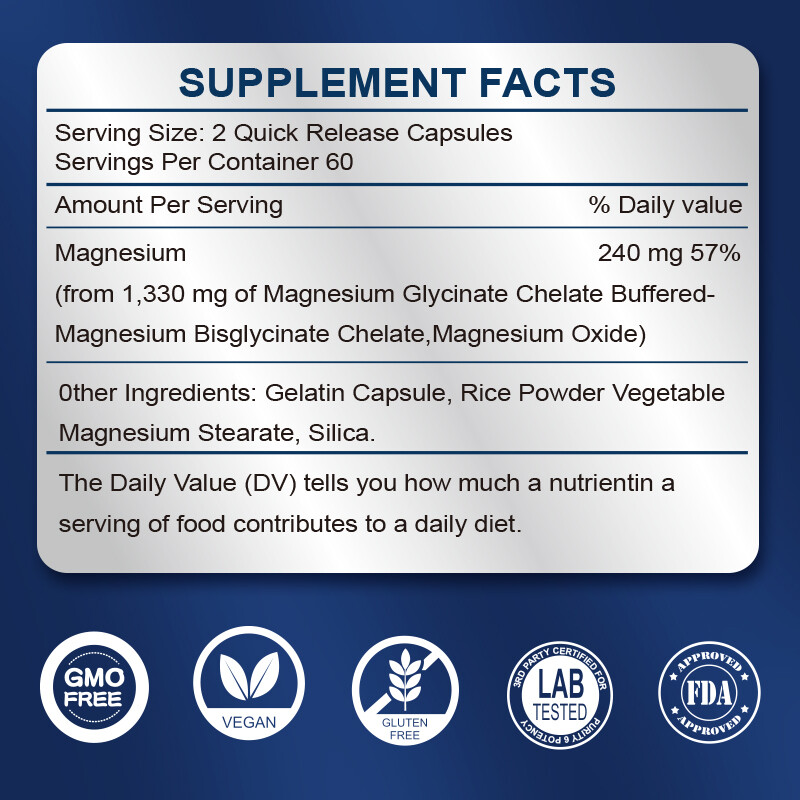 MX 60Pcs Magnesium Glycinate Tablet 1330MGc High Absorption Muscle Health
