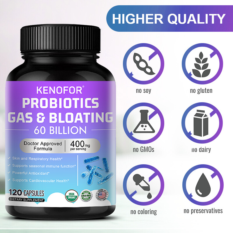 Probiotic Gas & Bloating Relief – 120 Capsules – Bacteria Colon Digestion