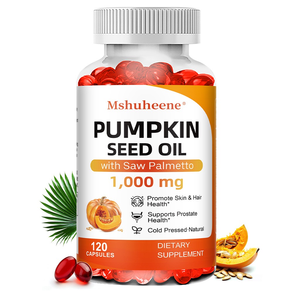 Pumpkin Seed Oil 1000mg Caps with Saw Palmetto for Men Prostate Function 120Pcs