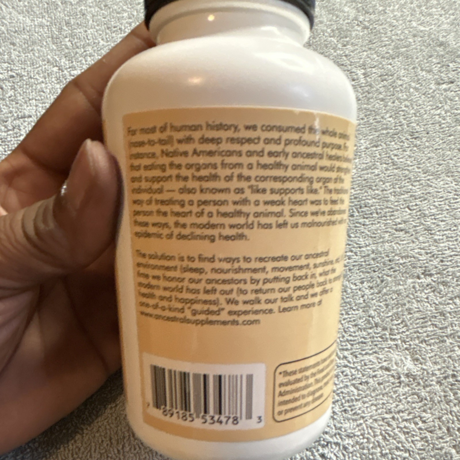 Ancestral Supplements Grassfed Beef Liver Capsules 180ct 500mg Hormone-Free