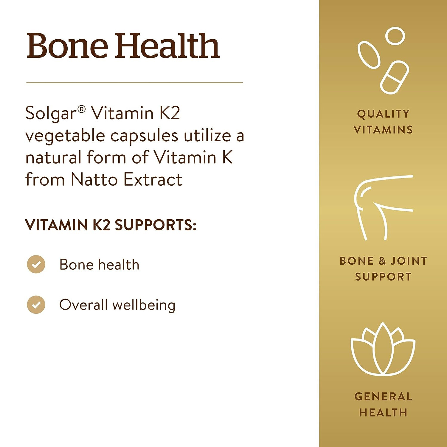 Solgar Natural Vitamin K2 (MK-7) 100 mcg, 50 Vegetable Capsules