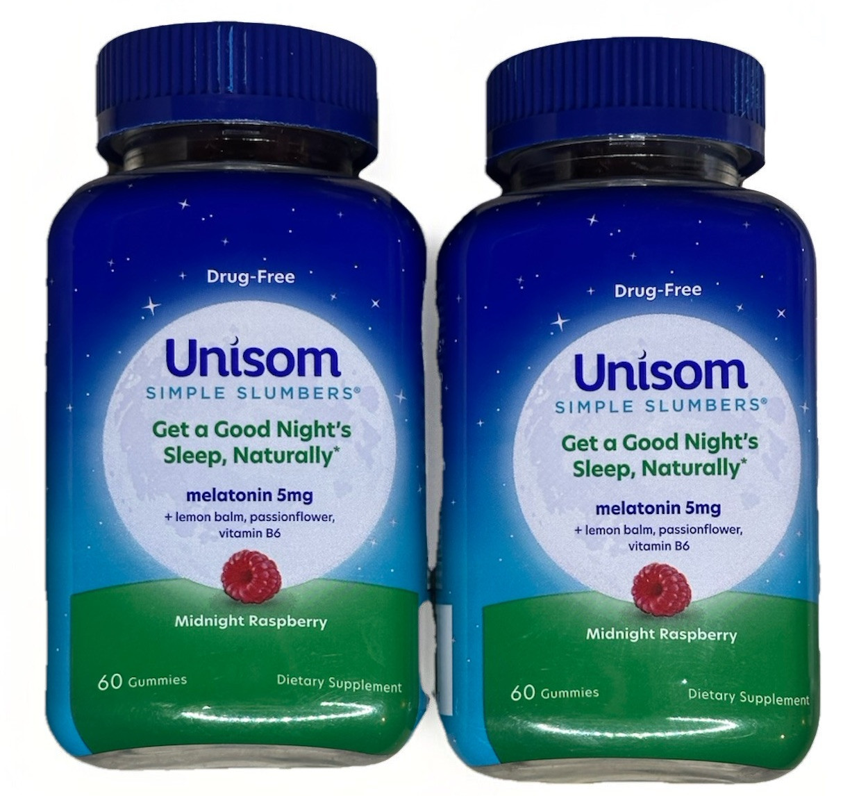 Unisom Simple Slumbers Gummies Melatonin 5 mg 60 Ct Midnight Raspberry 2 PACK
