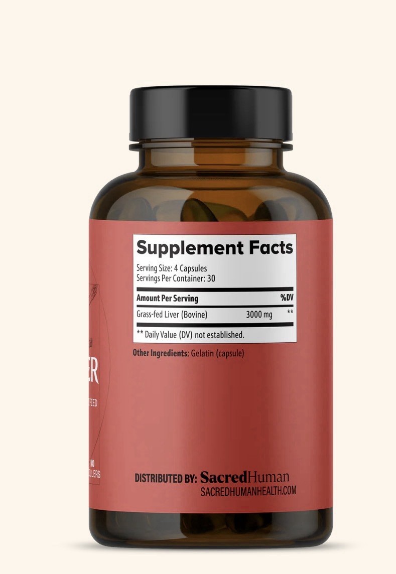 SacredHuman Grass Fed Beef Liver Capsules 120 Ct x3 NEW Sealed Energy Immune USA