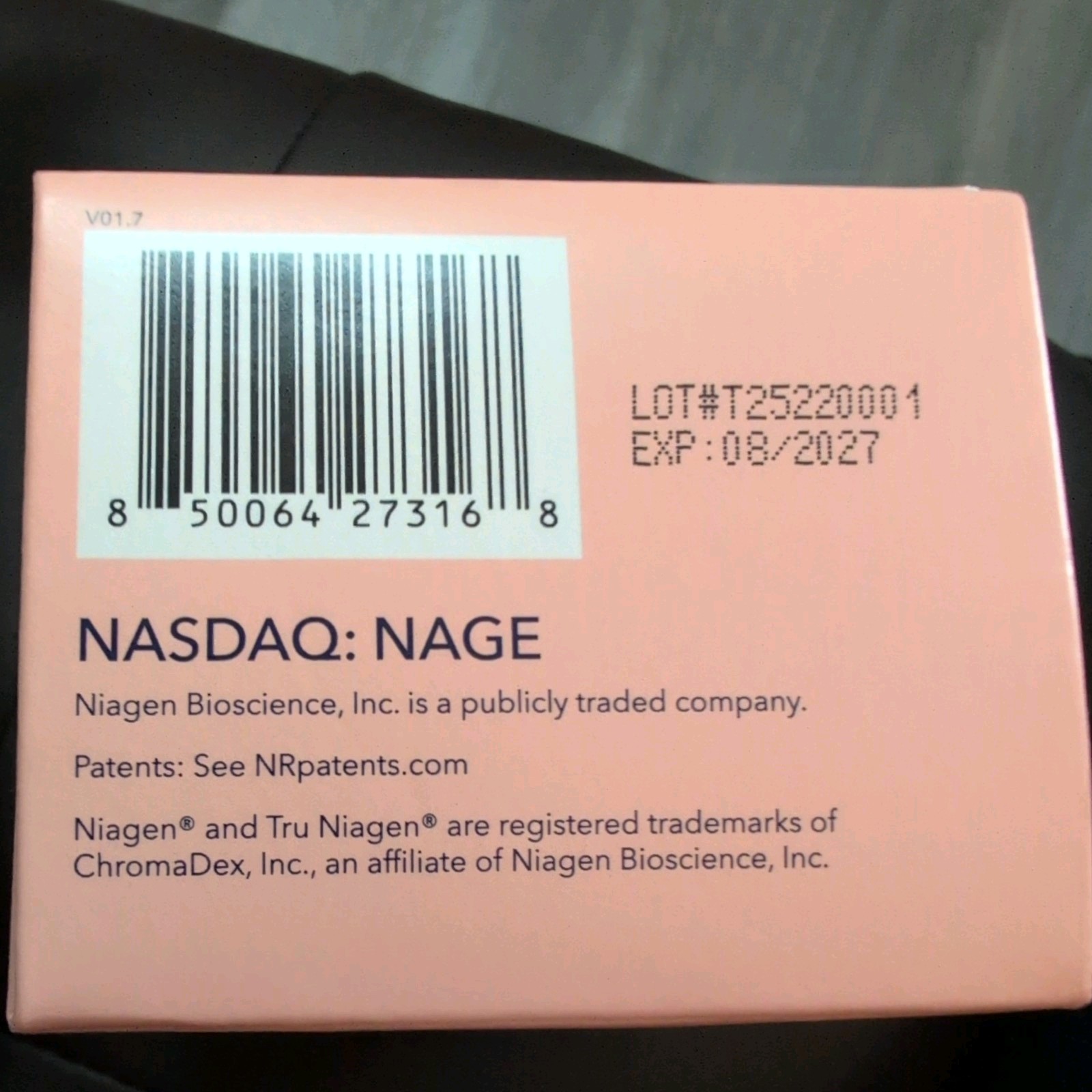 Tru Niagen Beauty Hair Skin Nails 100mg Vegetarian Gluten-Free 30 Capsules