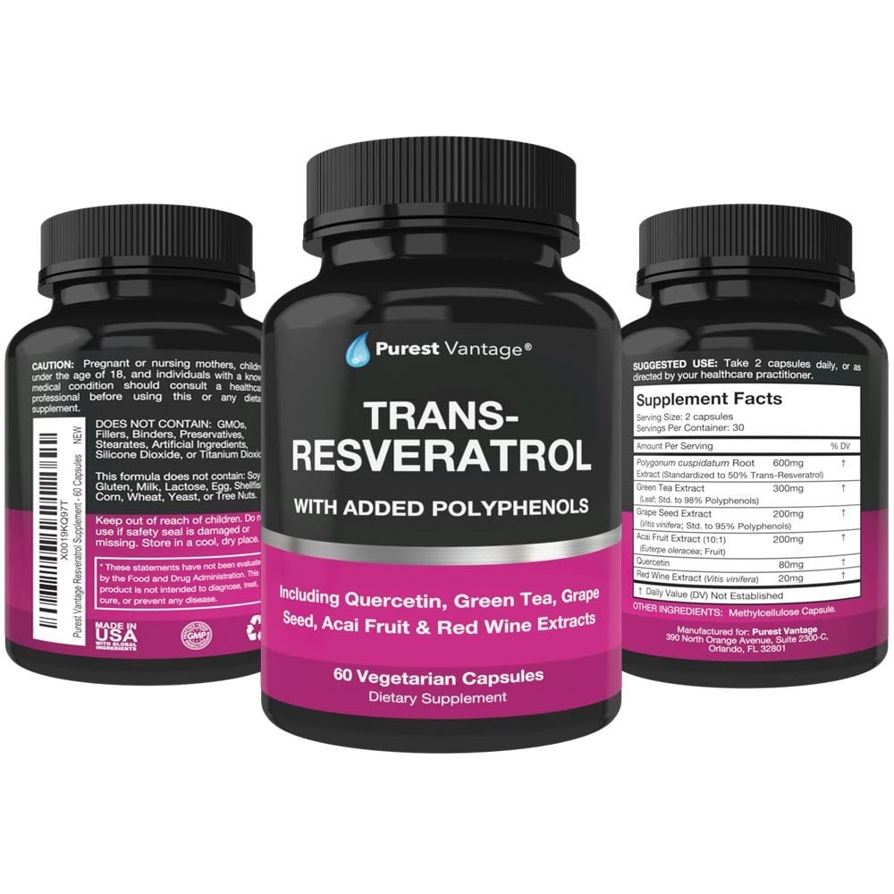 Resveratrol Supplement – Potent 1400mg Formula with 60 Count (Pack of 1)