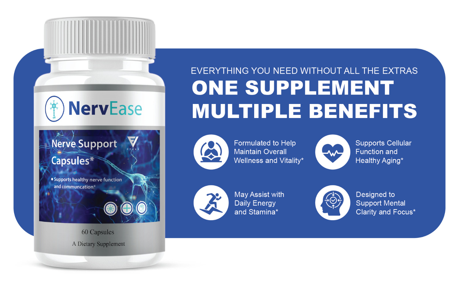 (2 Pack) Nerv Ease Pills, NervEase Premium Nootropic Supplement (120 Capsules)
