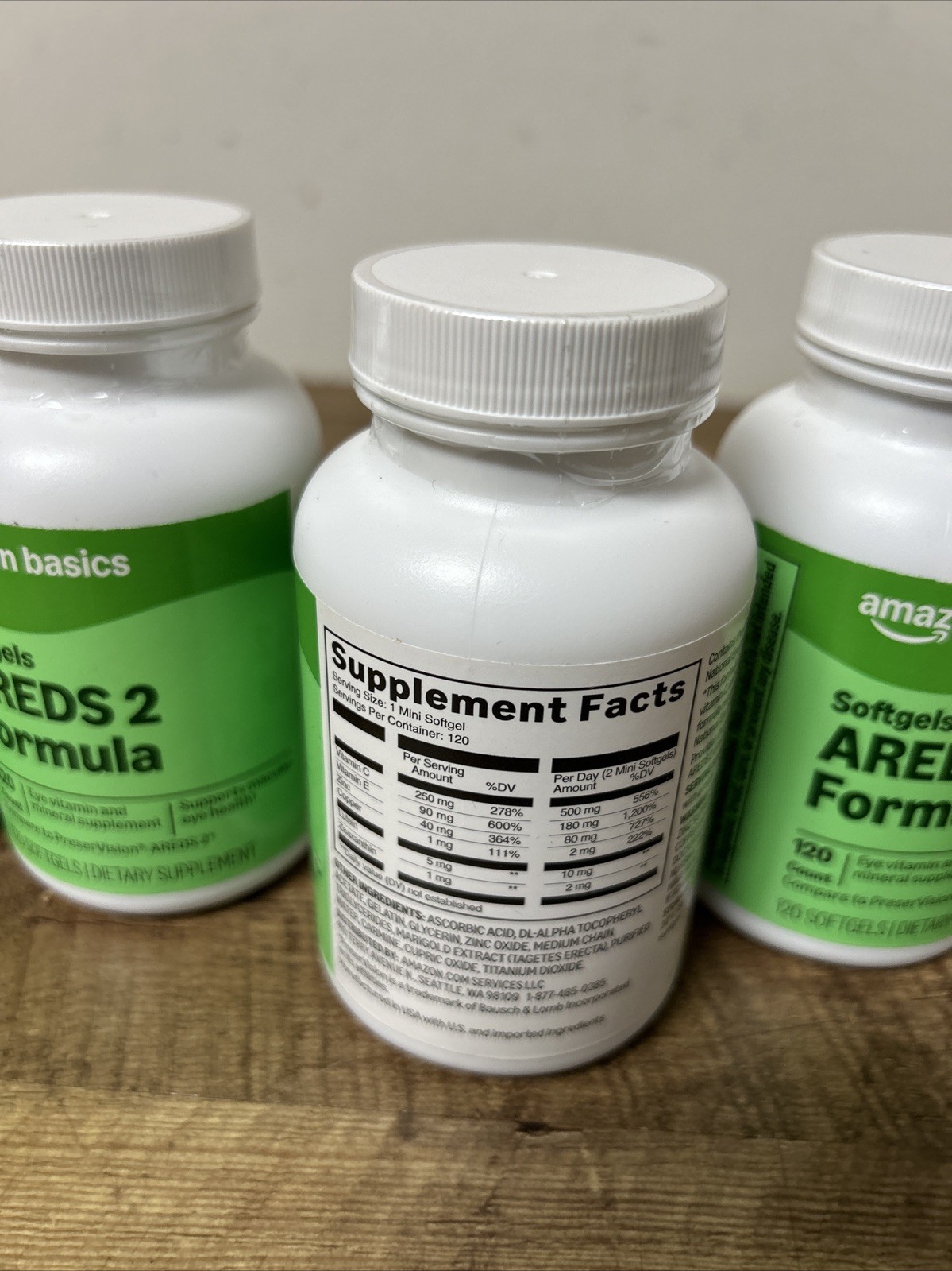 4 Amazon Basics AREDS 2 Eye Health 120 Softgels Lutein Zeaxanthin Exp 09/2027