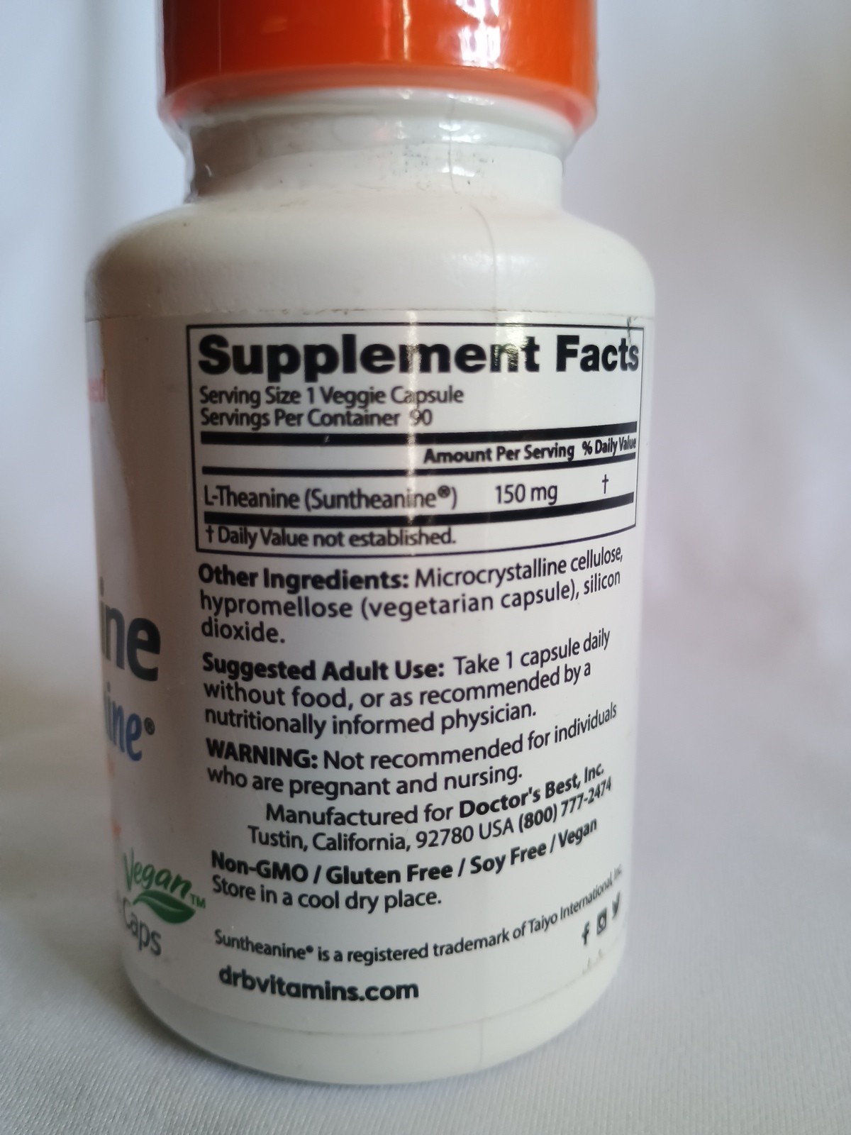 Doctor’s Best L-Theanine with Suntheanine – Non-GMO- Gluten Free- Vegan- 08/2026