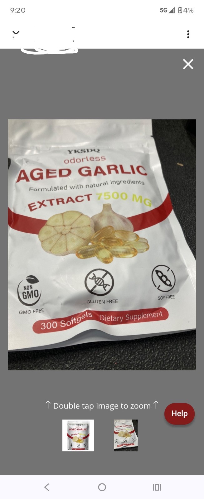 YKSDQ Aged Garlic Extract 7500mg 300 Softgels GMO-Free Gluten-Free Soy-Free