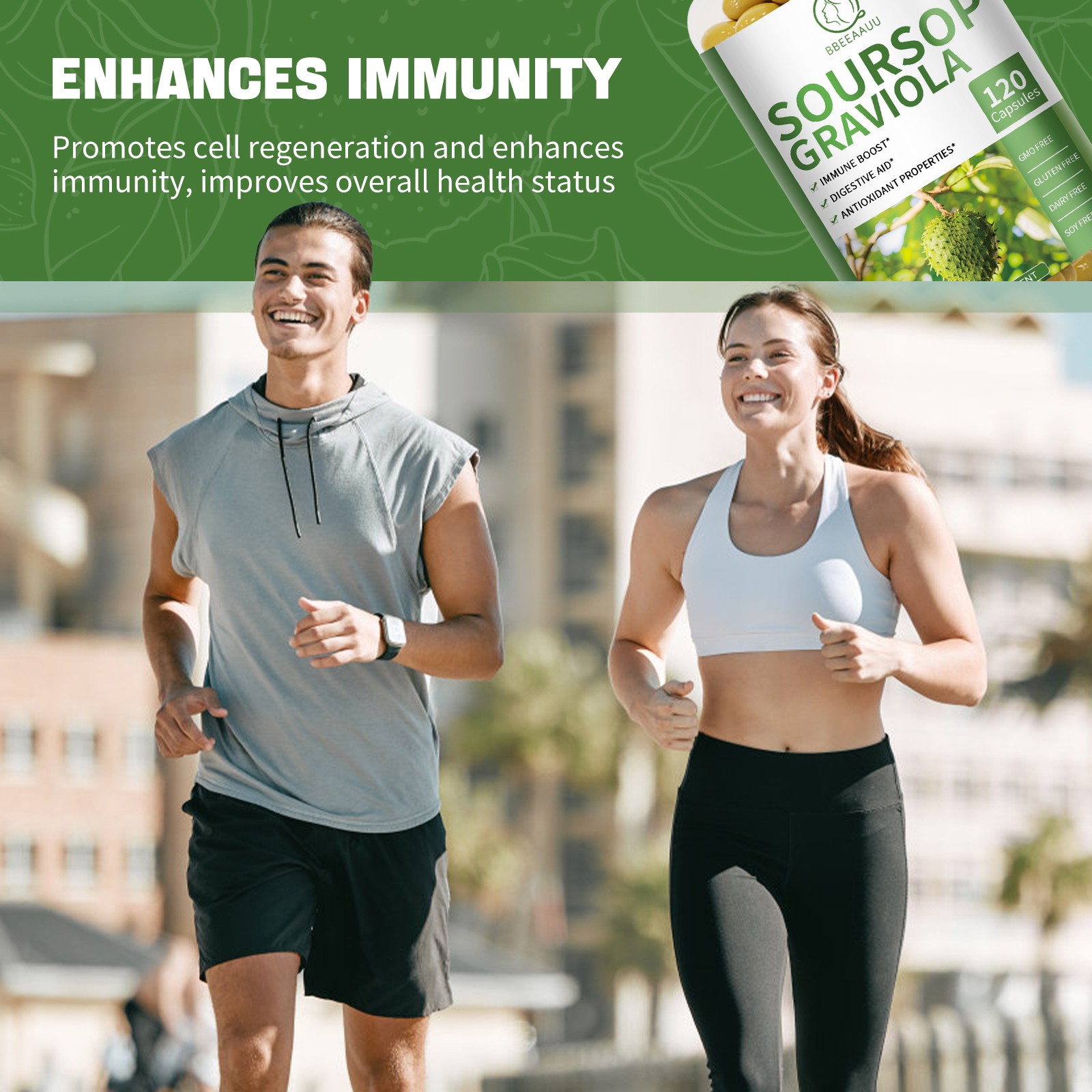 Soursop Graviola Capsules 1000mg | 120 Caps | Immune Support & Cell Regeneration