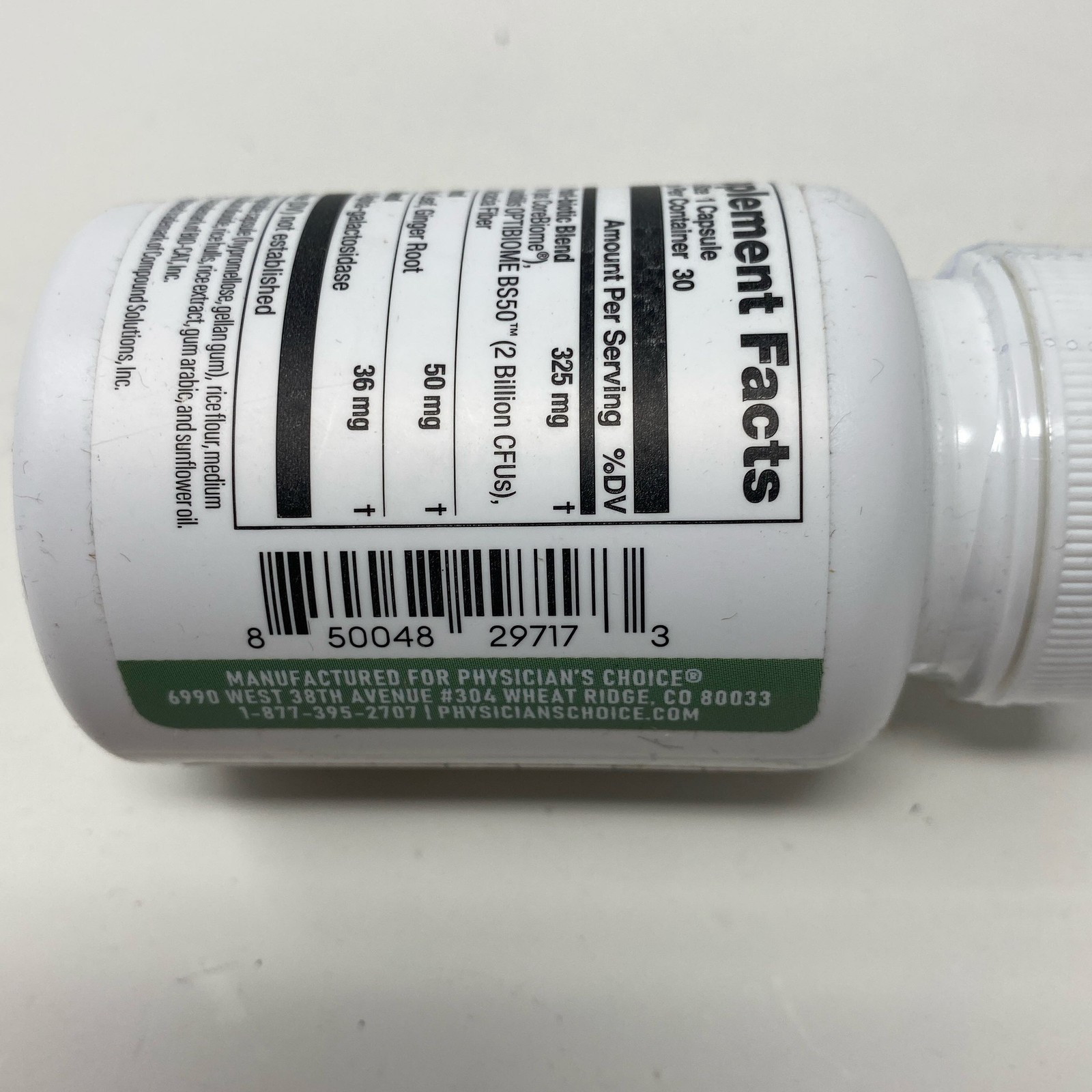 Physician’s Choice Bloat + Gas Probiotic, White/Green, 30ct Capsules