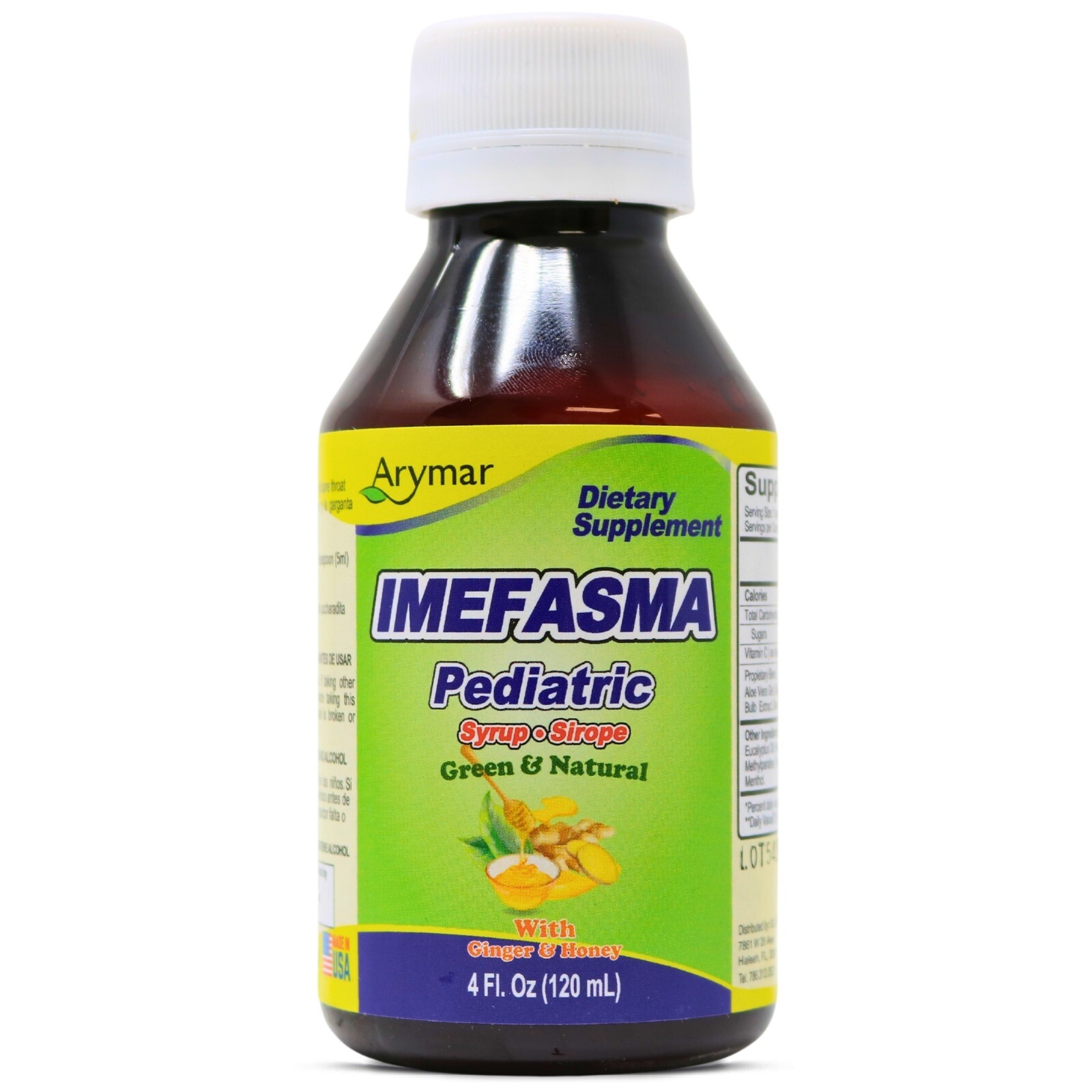 Arymar Imefasma Pediatric Honey & Ginger Syrup 4oz – Kids Cough Relief