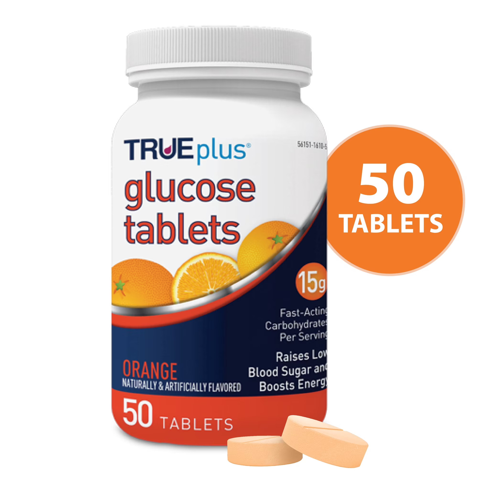 Trueplus Glucose Tablets Blood Pressure & Energy Support Orange 50 ct Pack of 6
