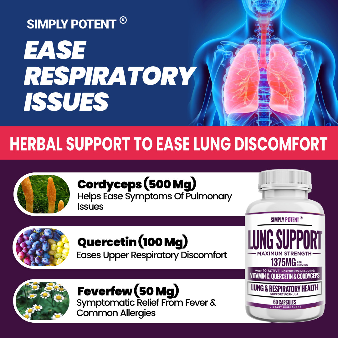 Lung Support Supplement, Lung Cleanse Lung Detox Lung Health Formula 60 Capsules